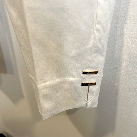 Laura High-Rise Bengaline Capris Pants Metal Detail White - Picture 7 of 11